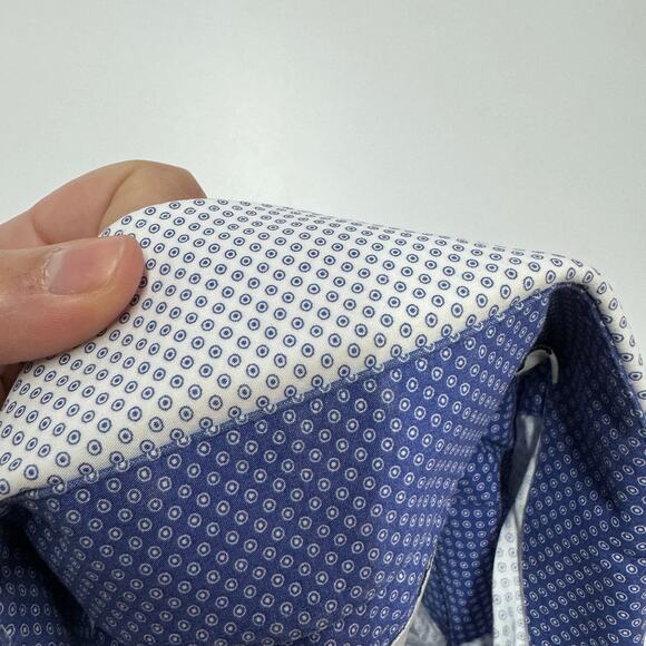 Ted Baker Shirt Mens Medium 15.5 32/33 Blue White Printed Button Down Endurance - Picture 11 of 13